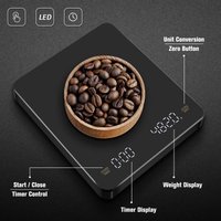 USB Digital Coffee Scale Rechargeable LED Screen Timer 0.1g High Accuracy Kitchen Espresso Scale for Brewing Measuring