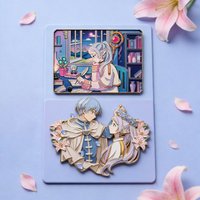 A Promise Anime Couple's Silhouette Under the Cherry Blossom Tree enamel pin
