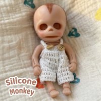 6 Inch/15 cm Washable Full Silicone Skeleton Monkey Doll, Hand Painted Vivid Skin Soft Realistic Figure, Bebe Reborn De Silicona