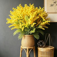 38cm/62cm Artificial Acacia Plants Fake Mimosa Plant Yellow Plush Flower Plastic Sponge Tree Branch For Home Wedding Party Decor