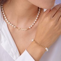 Letter Mama Pendant Necklace for Women Mom Fashion Exquisite Imitation Pearl Clavicle Chain Choker Mother's Day Jewelry Gift
