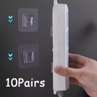 10Pairs Wall Self Adhesive Hook Transparent Wire Shelf Wall Mount Sticker Double Sided Fixing Patch For Kitchen Bathroom Gadget