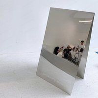 Instagram Photo Mirror Selfie Spot, Stainless Steel Floor Standing Sign Board for Cafe Shop Wedding Decoration