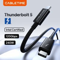 CABLETIME Thunderbolt 5 Cable Intel Certified 120Gbps PD 240W Data Cable Fast Charging 8K60Hz Type C Cable for Mac/PC iPad SSD