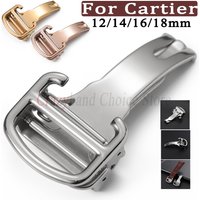 12/14mm 16mm 18mm Stainless Steel Watch Buckle for Cartier Blue Balloon Series for Leathers Strap Clasp Folding Button with Tool