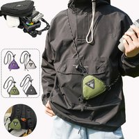 Men's Shoulder Bag, Japanese Style Small Hanging Bag, Contrasting Color Triangle Key Bag, Casual Workwear Style Headphone Bag