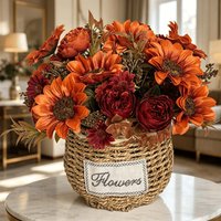 1/3PCS Artificial Fall Flower Bouquet、Autumn Peony Sunflower Bush、Mixed Fall Floral Picks, Faux Silk Floral Home Decor