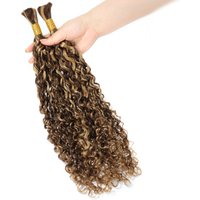 WOWANGEL 4/27 Highlight Human Hair Bulk Water Wave Hair Extensions For Braiding Boho Braids Curly Human Hair Bundles 100g/Pack