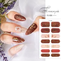14 Strips Semi Cured Gel Nail Stickers Full Cover French Nail Art Gel Nail Polish Strips Glittering Nail Art Stickers