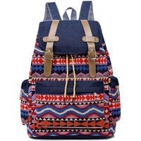 New Vintage Ethnic Pattern Backpacks for Women Canvas Drawstring Backpack Bohemian Style Travel Bag Casual Daypack Wholesale