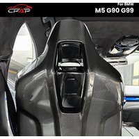 Real Dry Carbon Fiber Seat Back Covers Trim for BMW M5 G90 G99 OEM Style 2025-IN