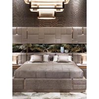 Luxury Visionnaire Genuine Leather Bed Italian Wedding Bed Villa Wedding Bed with HighEnd Swarovski Crystal Artwork Large Bed