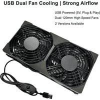 Dual Fan USB Cooling Fan 5V, Regular & One-Click Switch Versions, Cooler for Router/Set-top Box/PC/Network Switch
