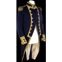 Elizabethan Men Renaissance Victorian Queen Elizabeth Tudor Period Colonial Military Pirate Captain Trench Coat Costume Jacket