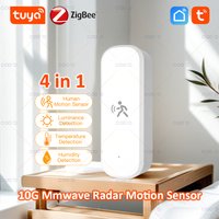 Détecteur de mouvement radar Zigbee 10G MmWave, détecteur humain avec capteur d'éclairement, de température et d'humidité, compatible avec Tuya Hub Zigbee2MQTT