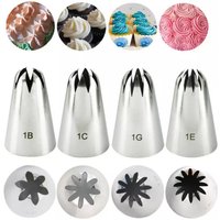 1/4pcs #1G#1E#1C#1B Stainless Steel Piping Nozzles Cream Nozzles Cupcake Pastry Confectionery Accessories Cake Decorating Tools