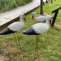 White Stork Garden Ornament, Resin Crane Sculpture with Metal Legs, Outdoor Yard & Pond Decor for Landscaping