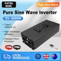 MFUZOP DN-03 12V 24V Pure Sine Wave Power Inverter 2000 W 12 V to 230 V with 2 EU Sockets , with LCD Screen and USB Type-C Por