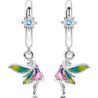 925 Sterling Silver Cute Fairy Star Enamel Hoop Earrings for Women Sweet Fantasy Party Fashion Jewelry Gift