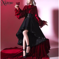 Ouji Lolita Set Gothic Prince Knight Elegant Ruffle Long Sleeve Shirt Irregular Skirt Pant Vintage Dark Academia Y2K Punk Outfit