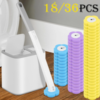 18/36Pcs Disposable Toilet Brush Set, Long Handle Toilet Bowl Cleaner with Replacement Heads, Bathroom WC Cleaning Accessories