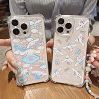 Lovely Cinnamoroll With Bracelet Anti Fall Clear Phone Case For Xiaomi Redmi 14C 13C 12C K50 K40 Note 14 13 12 11 Pro Plus 4G 5G
