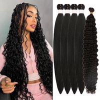 Black Boho Hair for Braiding Crochet Boho Braids Pre Stretched Braiding Hair for Boho Braids Synthetic Knotless