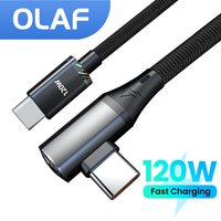 90 Degree USB C To Type C Cable 120W Fast Charge For iphone 15 USB A To USB C Cable Data Charging Cord For Samsung Xiaomi Huawei