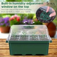 Propagator, 5 Pack Propagators for Plants,12-Cell Seed Trays with Lids,Indoor Gardening Kit for Seeds Planting