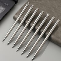 20PCS Silver Stainless Steel Ballpoint Pens – Elegant Durable Medium Nib Twist-Top, Smooth Writing Design for Office Use
