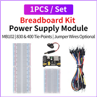 MB102 Breadboard Power Supply Module + MB-102 830/400 Points Solderless Breadboard Kit with 65 Flexible Jumper Wires 3.3V/5V