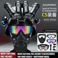 Tactical MICH Children's Helmet Set with Four-Eye Night Vision Goggles Model Strobe Light Infrared Flashlight for Boy Kids Gift