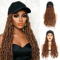 WIGERA Synthetic Braided Baseball Cap 30# Wig Soft Nu Faux Locs Wigs Hair Extensions With Hat For Afro Black Women For Daily Use
