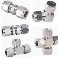 Straight Bulkhead Elbow Tee Corss 2 3 4 Way 1/8" 1/4" 3/8" 1/2" 3/4" 1" 3-38mm Compression Union Connector 304 Stainless Steel