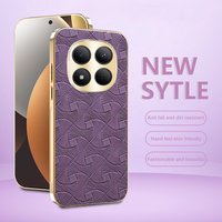 For Redmi NOTE 15 PRO Plus Case Luxury leather fan pattern frosted PC Cover For Redmi NOTE15 PRO+ 4G 5G shockproof bumper Funda