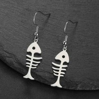 My Shape Cat Fish Bones Drop Earrings for Women Cute Kitten Animal Lovers Dangle Earring Stainless Steel Jewelry Kids Gift