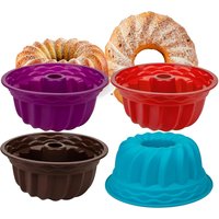 Silicone Fluted Tube Pans, Non-stick Baking Molds Silicone Round Baking Pans, BPA Free Bakeware for Cake, Gelatin, Bread, Jello,