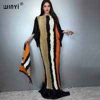 WINYI elegant Pleat Elastic loose dress holiday beach cover up maxi kaftan abaya dubai luxury party dresses boho woman Caftan