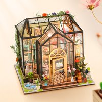 Wooden Doll House DIY Flower House 3D Puzzle Assembly Model Building Toys Home Bedroom Decorations With Furniture LED Light Gift