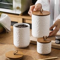 Rock Pattern Ceramic Tea Storage Canister Airtight Kitchen Container for Coffee Sugar Grains