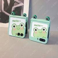 Cute Frog Ears Hinge Phone case For Samsung Galaxy Z Flip 7 7FE 6 5 4 3 flip6 zflip7 Cover
