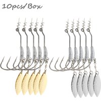 Fish Hook 2G 3G 4G Fishing Hooks Jig Head 10Pcs/lot With Spin Lock Pin Spinner For Soft Fishing Bait Of Carbon Steel Hooks