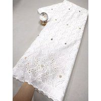 2026 High-Quality Africa Nigerian Sequins Cotton Embroidery Lace Fabric Tulle for Wedding Party Dress Chiffon 5Yards XL173