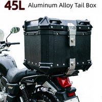 Uniwersalna 45L Aluminiowa Kufer Motocyklowy Wodoodporny Bagażnik Tylny z Zamkiem i Oparciem, Twardy Kufer Motocyklowy do Przechowywania