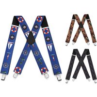 5cm Elastic Men's Suspenders with 4 Clips, X-Shaped, Adjustable, Non-Slip Suspenders