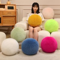 30cm Long Plush Fluffy Round Plush Pillow Cartoon Ball Pillow Accompany Stuffed Pillow Car Home Sofa Decor Plush Cushion