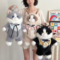 【Gift Selection】Soft And Cute Plush Cat Doll Ragdoll Cat Backpack Cartoon Peripheral Cat Crossbody Bag Exquisite Birthday Gifts