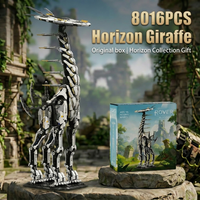 Klemmbausteine Dawned Horizon Langhalsiges Tier Baustein-Set Riesige Version Giraffe Spiel-Sammlung Montagemodell Bausteine Desktop-Dekoration Kreatives Spielzeug Erwachsenen-Geschenk 8016 Teile