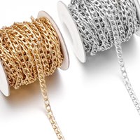 5Yards/Roll Metal Aluminum O-Shaped Chains Gold Silver Color Twist Chains for DIY Jewelry Making Clothing Bag Supplies Accessory