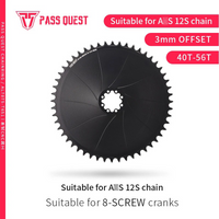 PASS QUEST 3mm OFFSET 8 Bolt Chainring AERO Round Narrow Wide Crankset for SRAM 8 Bolt Crank Flat Top Chain 12 Speed 40-56T